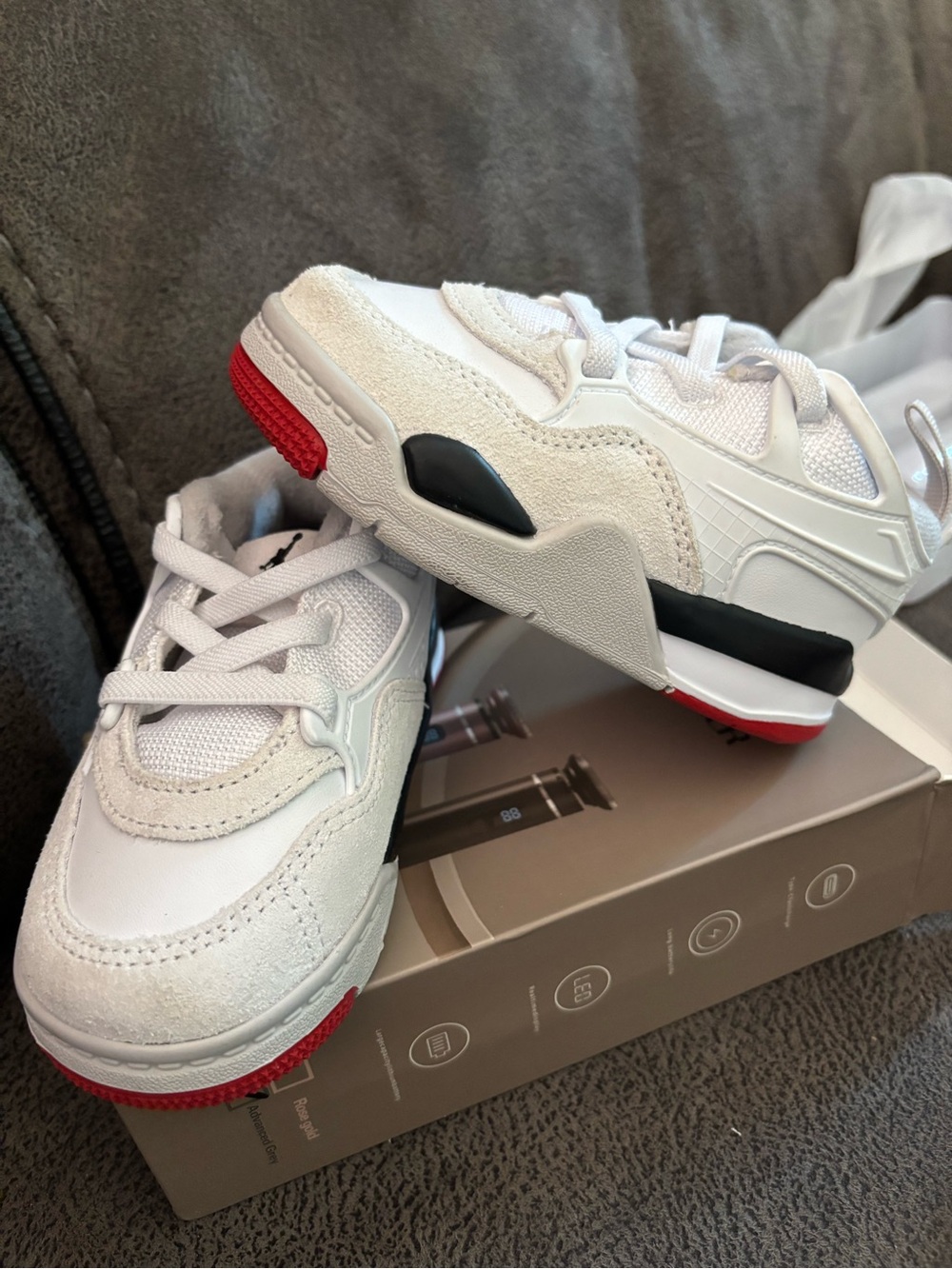 Jordan Kids White, Black and Red Chunky Sneakers - Picture 3 of 4